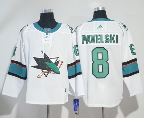 Adidas Men San Jose Sharks #8 Joe Pavelski White Road Authentic Stitched NHL Jersey